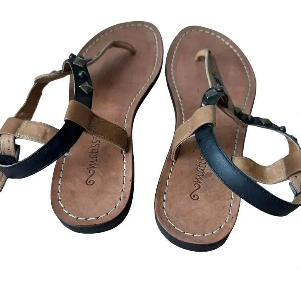 Matisse Brown Tan Thong Leather Flat Women’s  Sandals SZ 9 - Picture 5 of 13